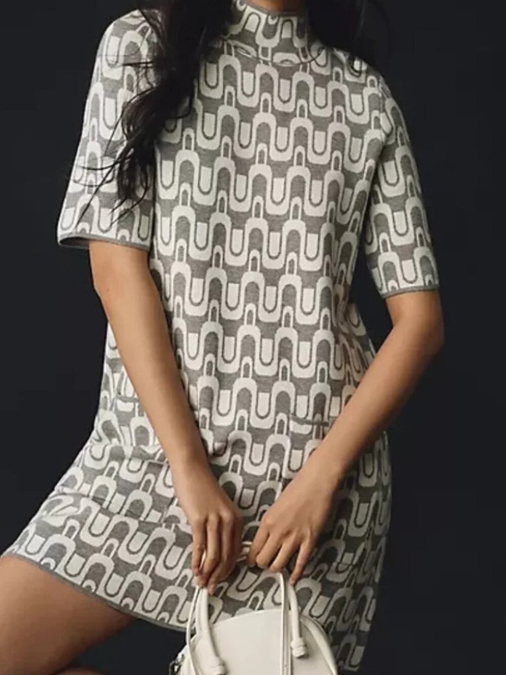 Anthropologie ANNALISE Mock-Neck Mini Sweater Dress by MAEVE (S)